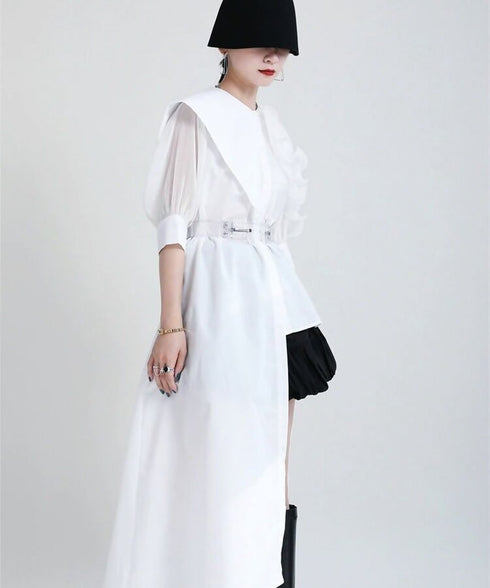 Ruffle Pleated Half Sleeve Blouse